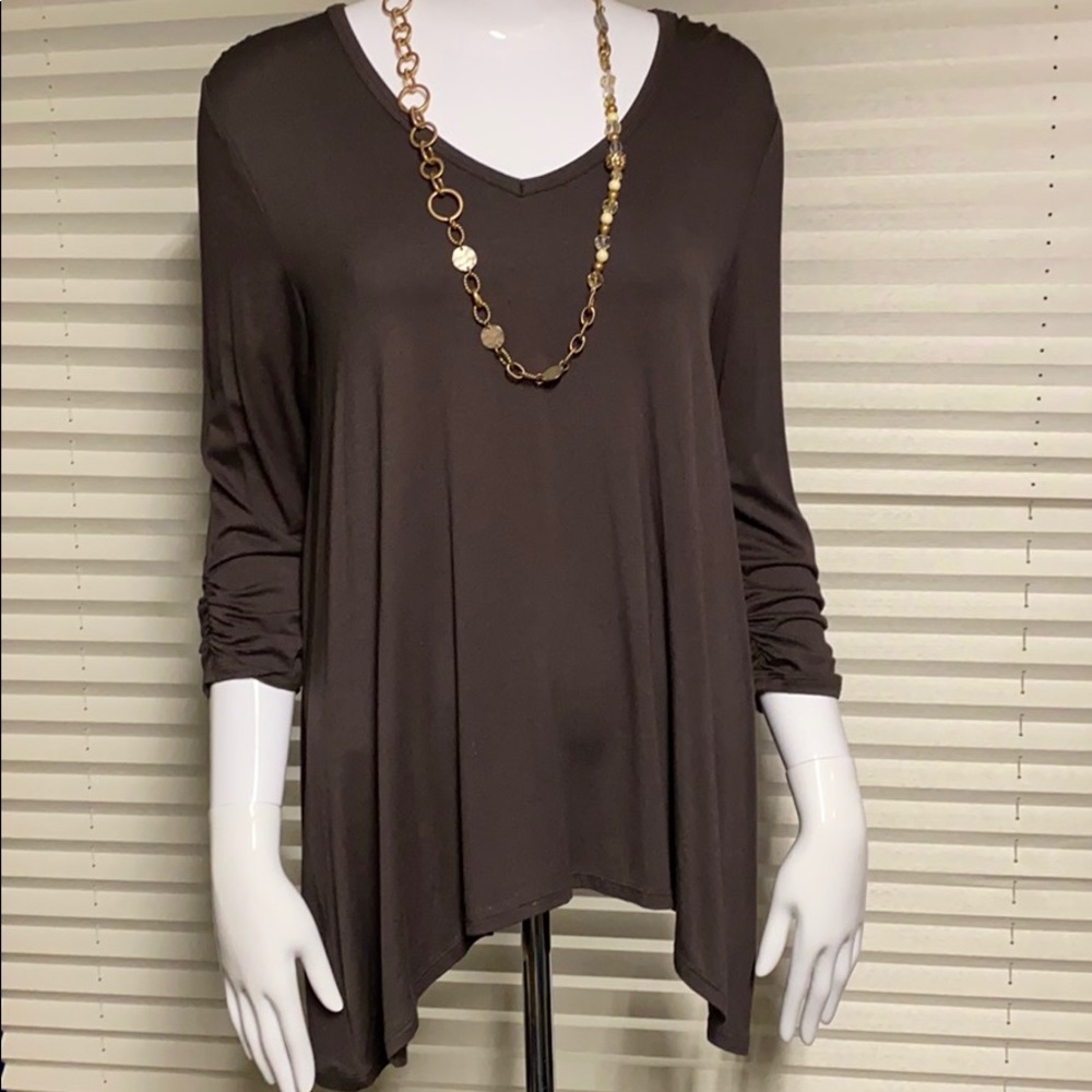 Joan Vass High-Lo Brown Tunic